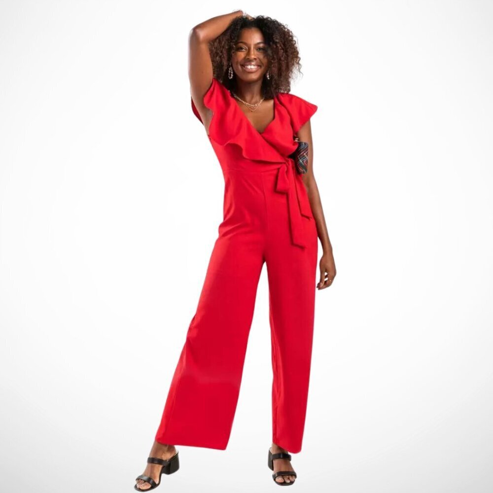 Francesca's Claudia Tied Ruffled Jumpsuit Women Size Medium NEW